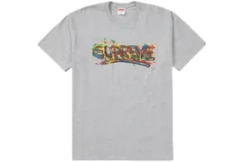 Supreme Футболка Supreme Paint Logo Tee Heather Grey